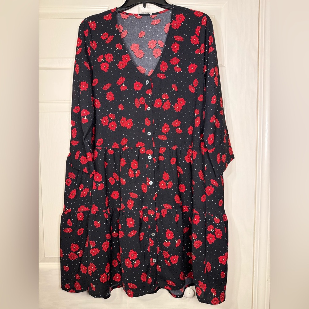 FRNCH Paris Women’s Black & Red Floral Dress
